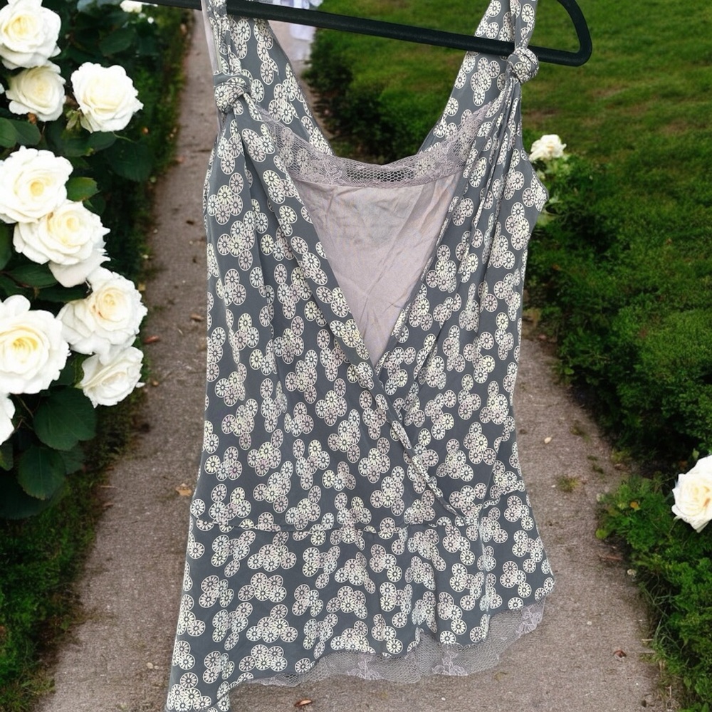 Hype Gray Silk Sleeveless Wrap Blouse with Peplum